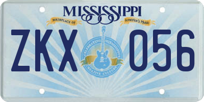 MS license plate ZKX056