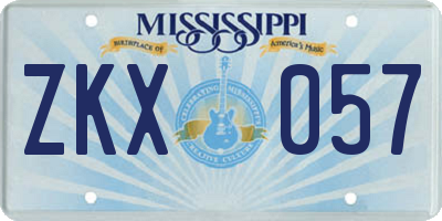 MS license plate ZKX057