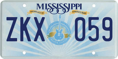 MS license plate ZKX059