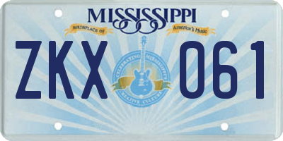 MS license plate ZKX061