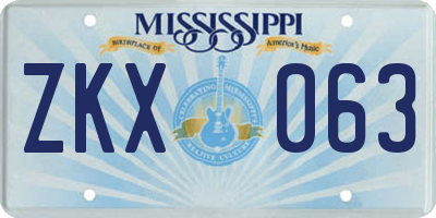MS license plate ZKX063