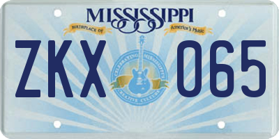MS license plate ZKX065