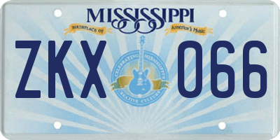MS license plate ZKX066