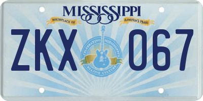 MS license plate ZKX067