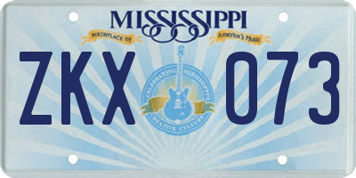 MS license plate ZKX073
