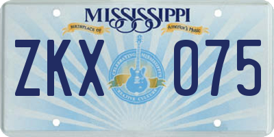 MS license plate ZKX075
