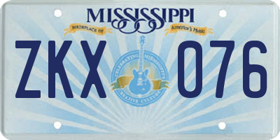 MS license plate ZKX076