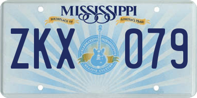 MS license plate ZKX079