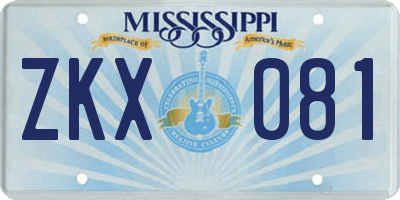 MS license plate ZKX081