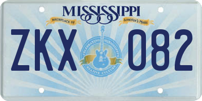 MS license plate ZKX082