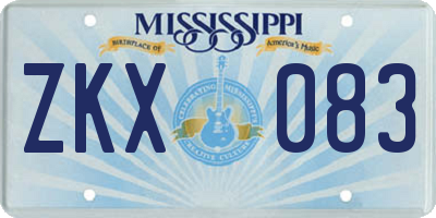 MS license plate ZKX083