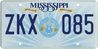 MS license plate ZKX085