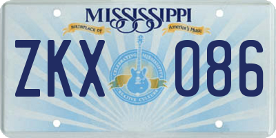 MS license plate ZKX086