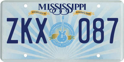 MS license plate ZKX087