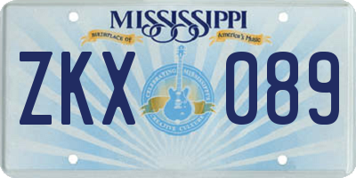 MS license plate ZKX089