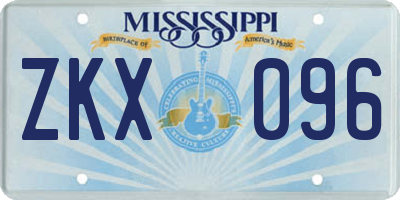 MS license plate ZKX096