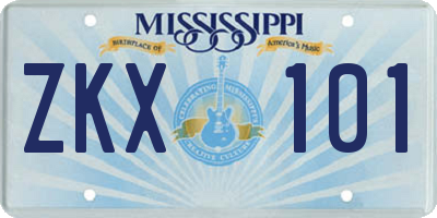 MS license plate ZKX101