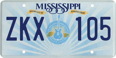 MS license plate ZKX105