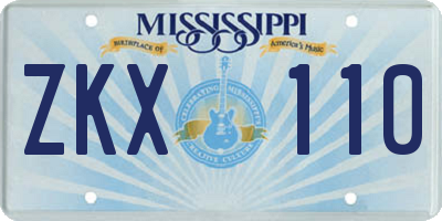 MS license plate ZKX110