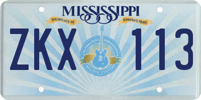 MS license plate ZKX113