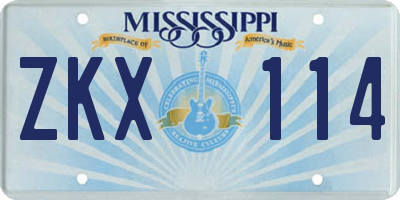 MS license plate ZKX114