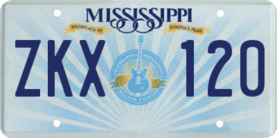 MS license plate ZKX120