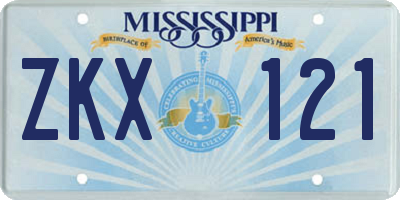 MS license plate ZKX121