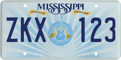 MS license plate ZKX123