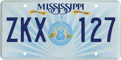 MS license plate ZKX127