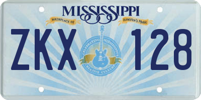 MS license plate ZKX128