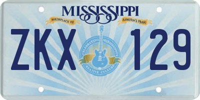 MS license plate ZKX129