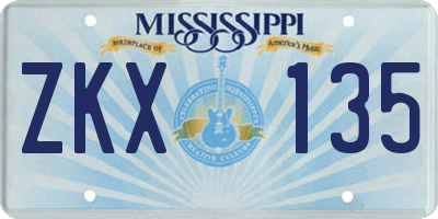 MS license plate ZKX135