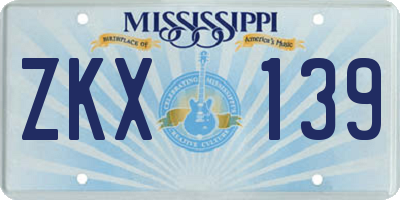 MS license plate ZKX139