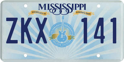 MS license plate ZKX141