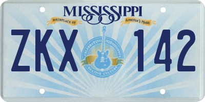 MS license plate ZKX142