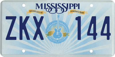 MS license plate ZKX144