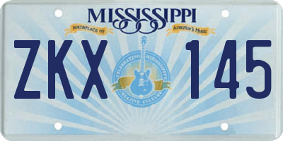 MS license plate ZKX145