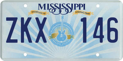 MS license plate ZKX146