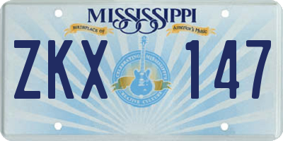 MS license plate ZKX147