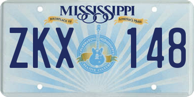 MS license plate ZKX148