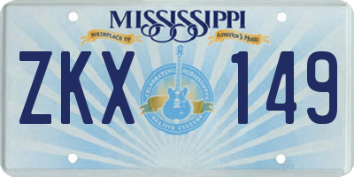 MS license plate ZKX149