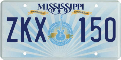 MS license plate ZKX150