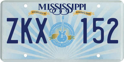 MS license plate ZKX152