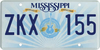 MS license plate ZKX155