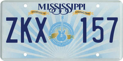 MS license plate ZKX157