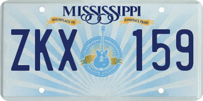 MS license plate ZKX159