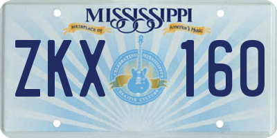 MS license plate ZKX160