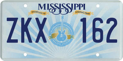 MS license plate ZKX162