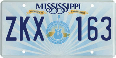 MS license plate ZKX163