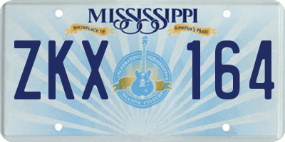 MS license plate ZKX164